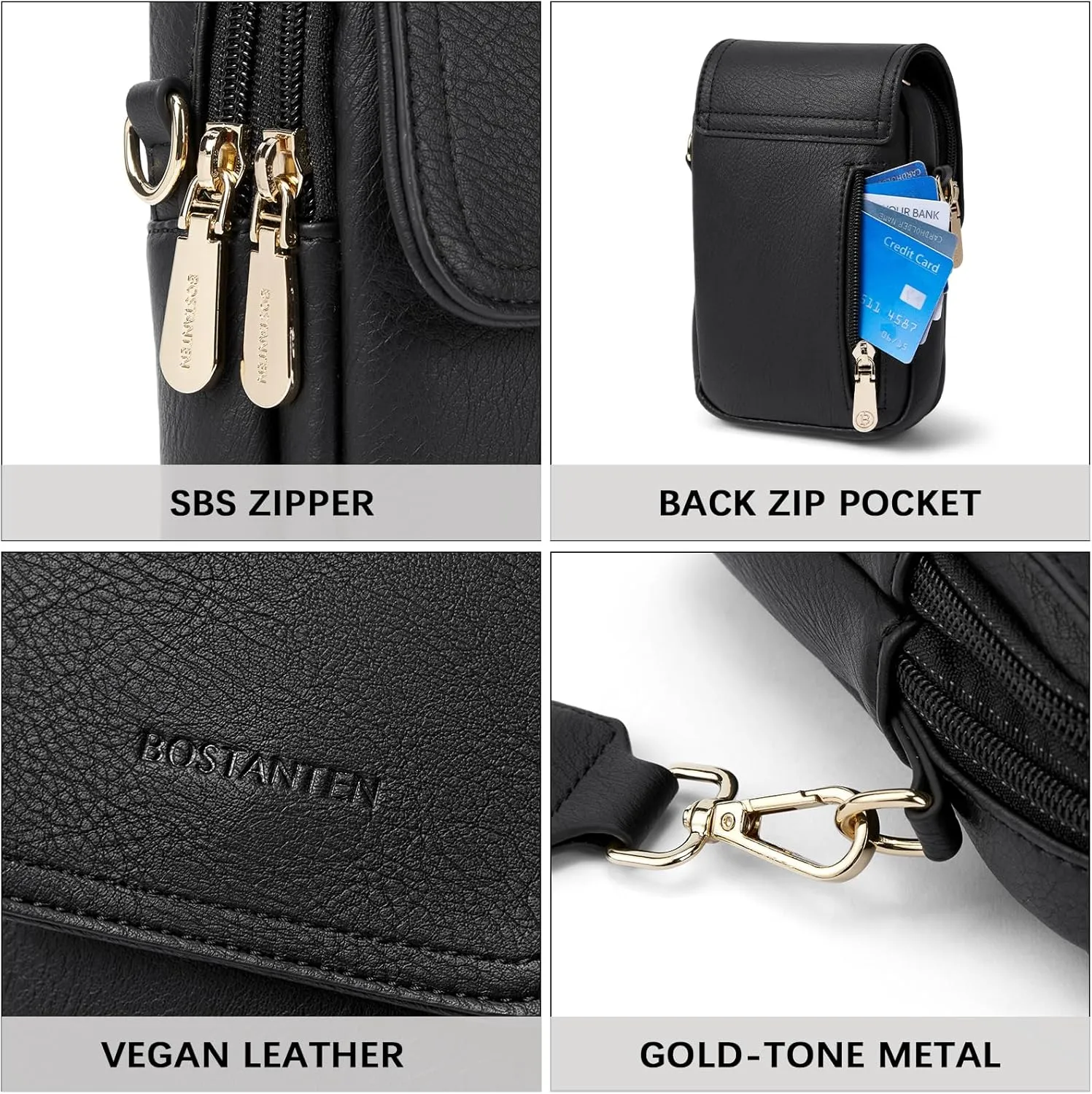 BOSTANTEN Small Crossbody Bags for Women Cell Phone Purse Leather Wallet Handbags with Card Slots