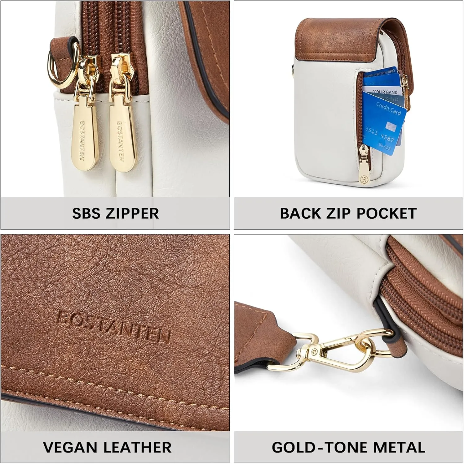 BOSTANTEN Small Crossbody Bags for Women Cell Phone Purse Leather Wallet Handbags with Card Slots