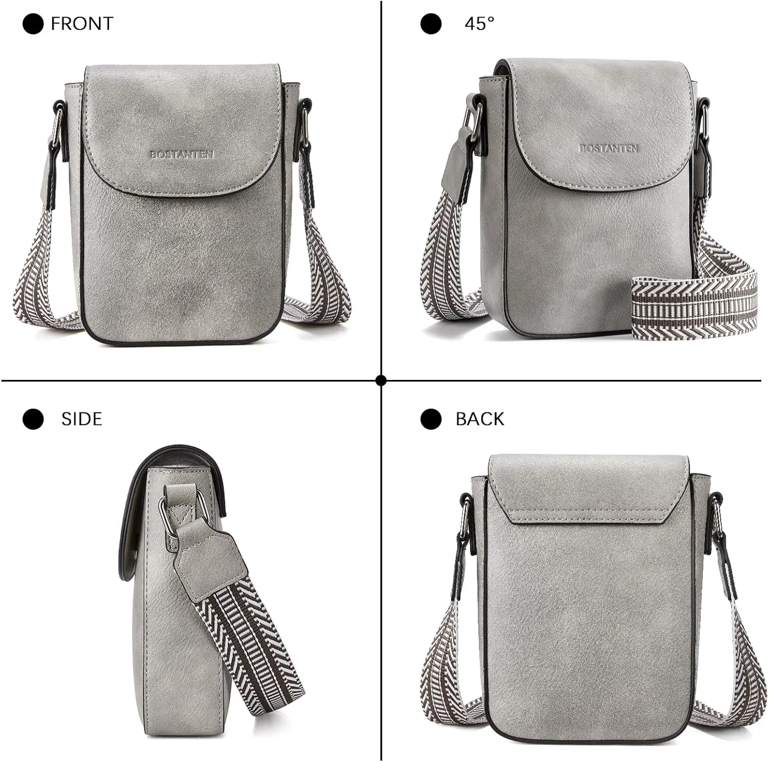 BOSTANTEN Small Crossbody Bags for Women Cell Phone Purse Leather Wallet Handbags with Card Slots