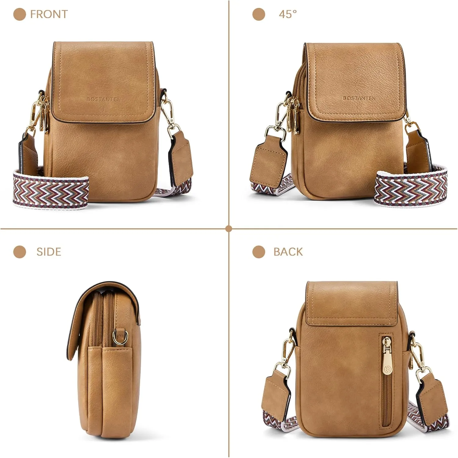 BOSTANTEN Small Crossbody Bags for Women Cell Phone Purse Leather Wallet Handbags with Card Slots
