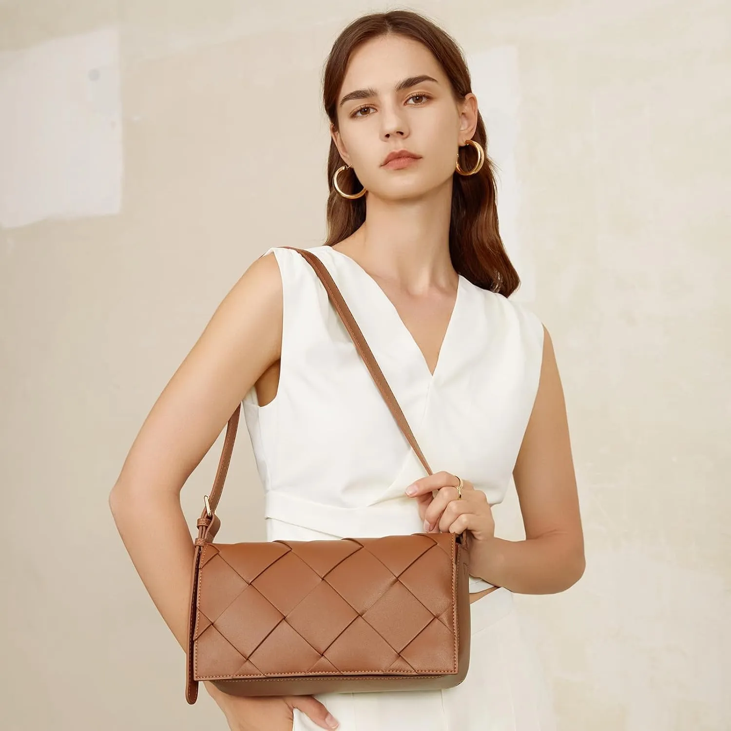 BOSTANTEN Woven Purses for Women Vegan Leather Hobo Bag Shoulder Handbags
