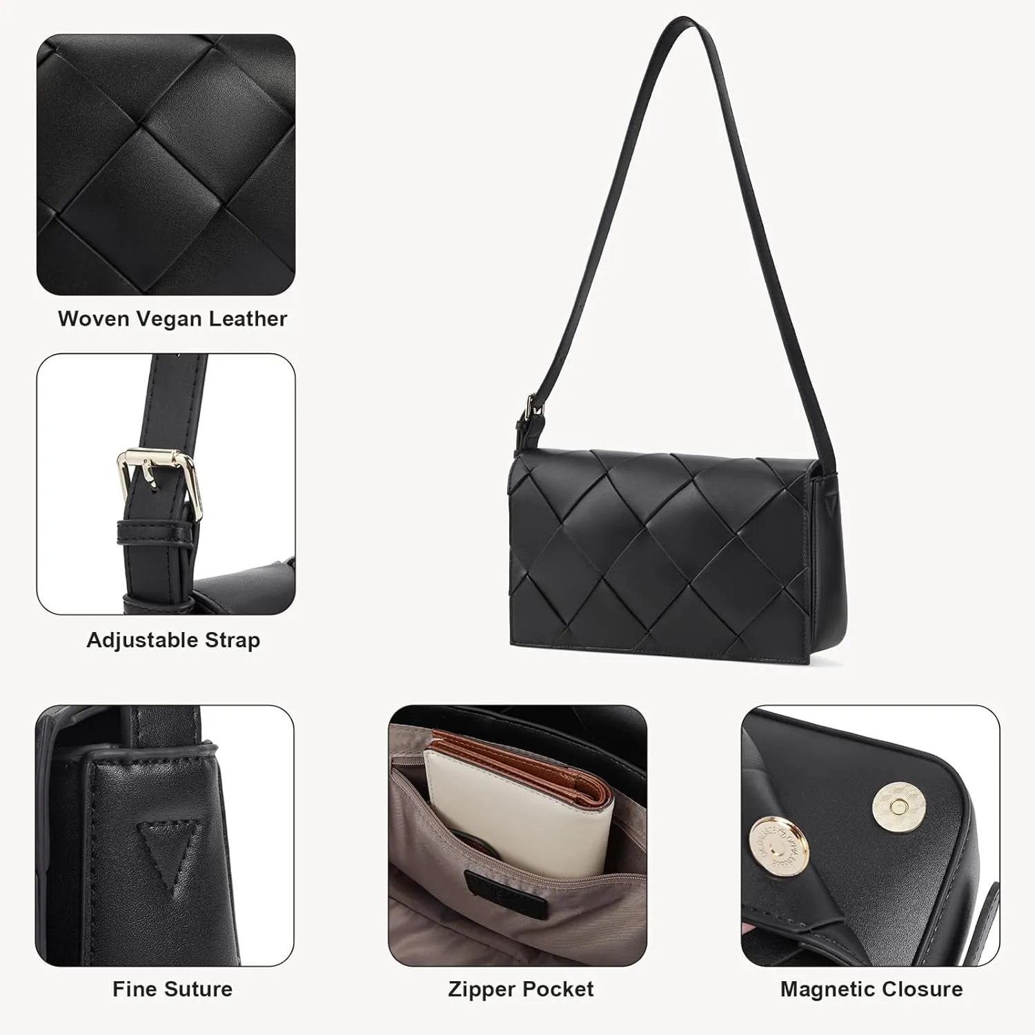 BOSTANTEN Woven Purses for Women Vegan Leather Hobo Bag Shoulder Handbags