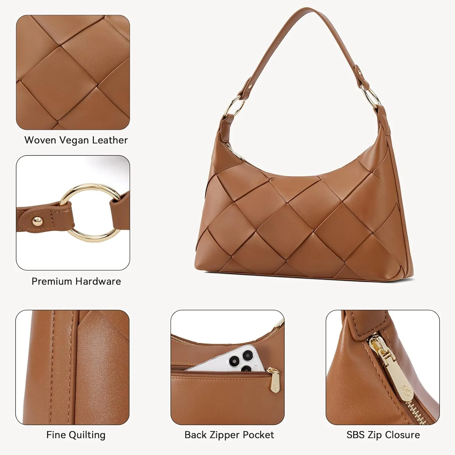 BOSTANTEN Woven Purses for Women Vegan Leather Hobo Bag Shoulder Handbags