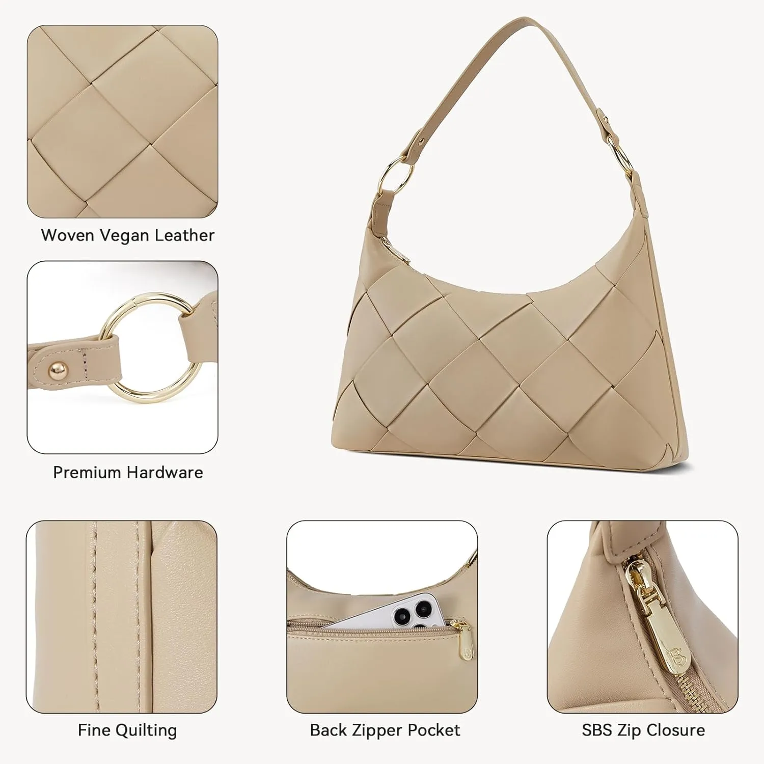 BOSTANTEN Woven Purses for Women Vegan Leather Hobo Bag Shoulder Handbags