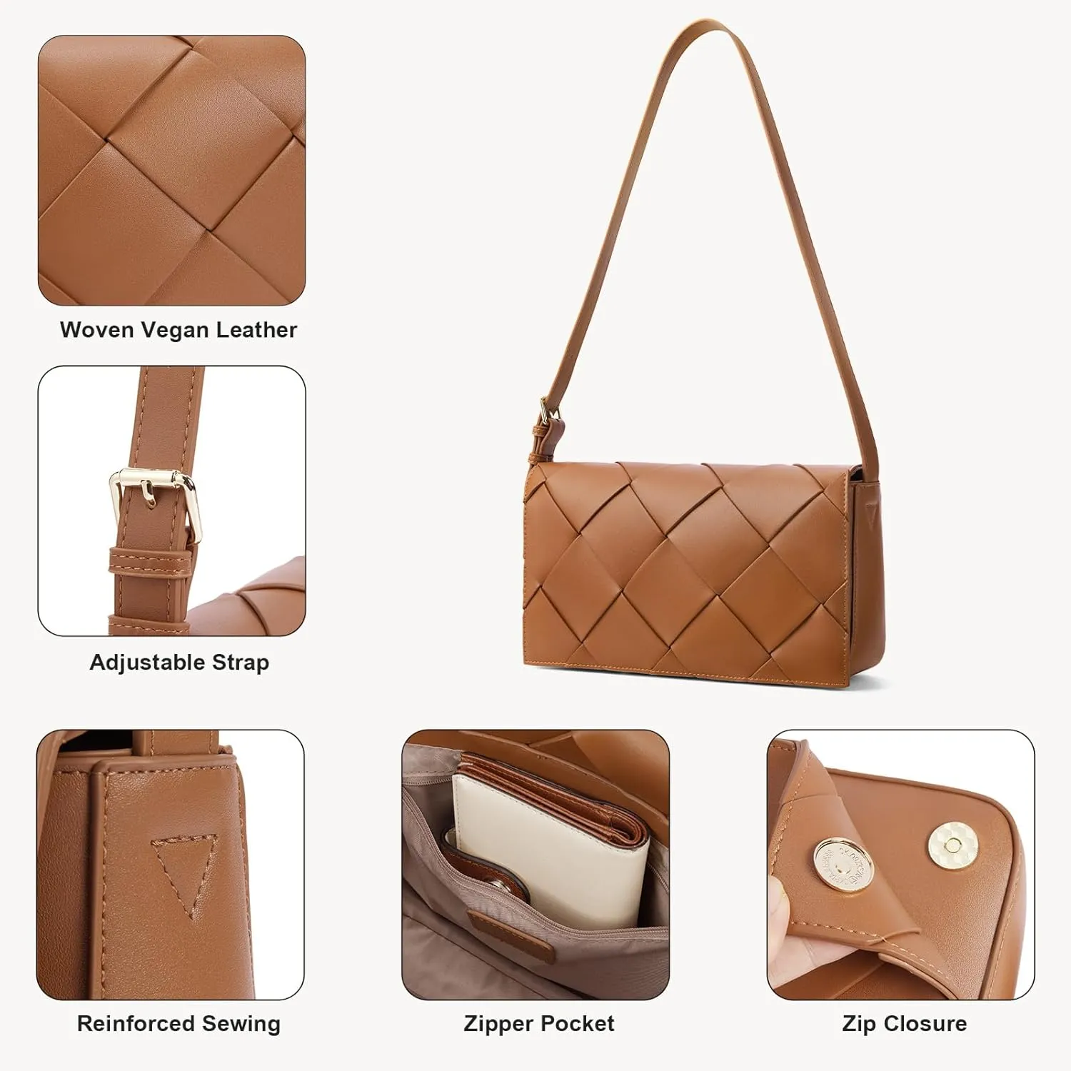 BOSTANTEN Woven Purses for Women Vegan Leather Hobo Bag Shoulder Handbags