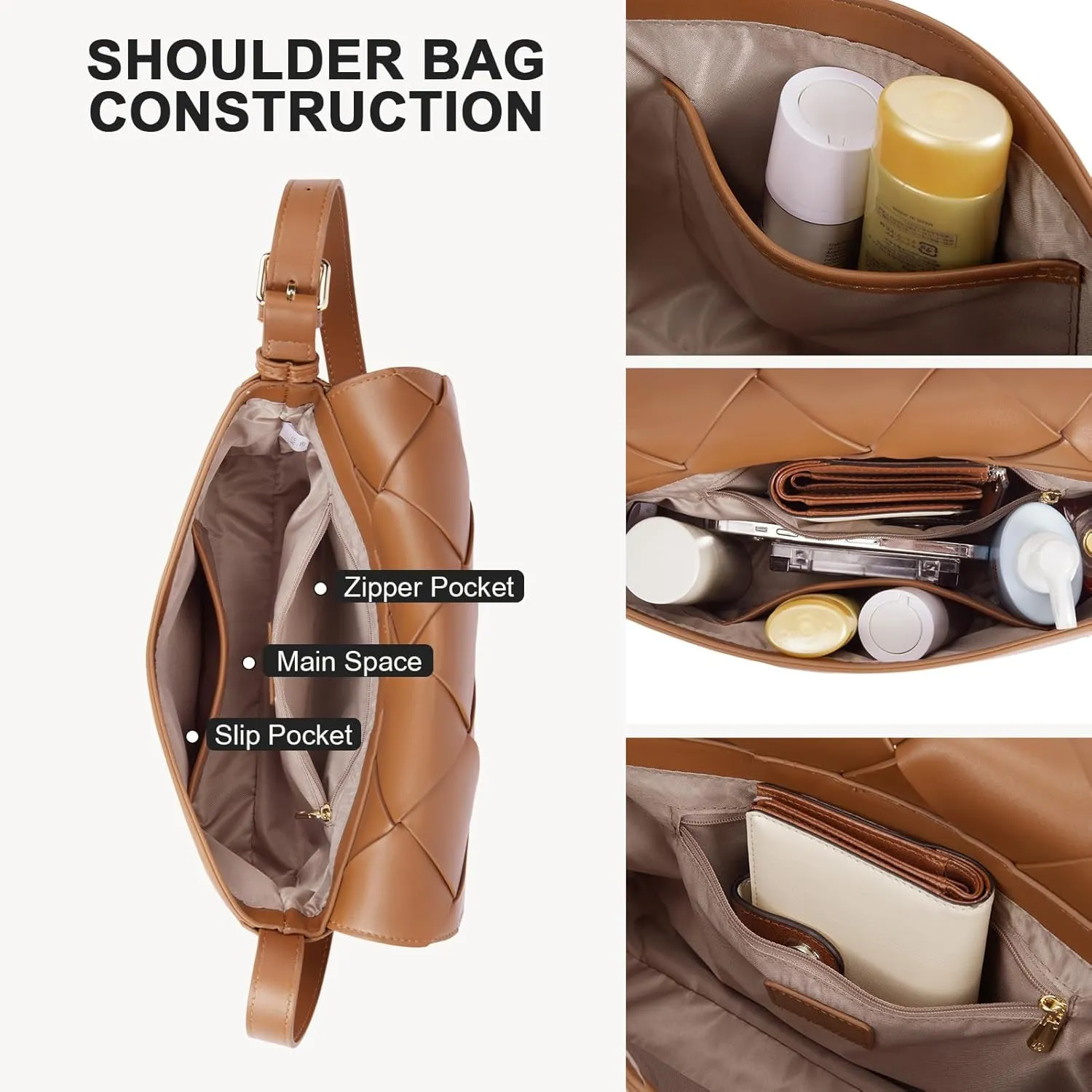 BOSTANTEN Woven Purses for Women Vegan Leather Hobo Bag Shoulder Handbags