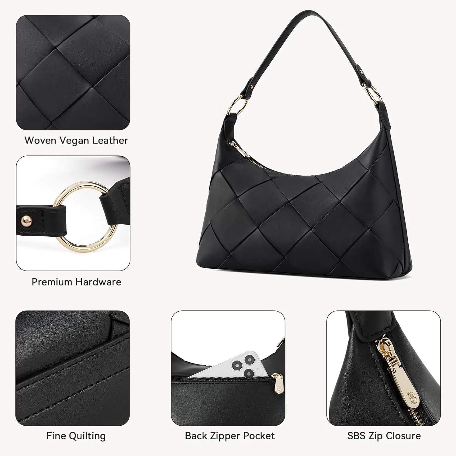 BOSTANTEN Woven Purses for Women Vegan Leather Hobo Bag Shoulder Handbags