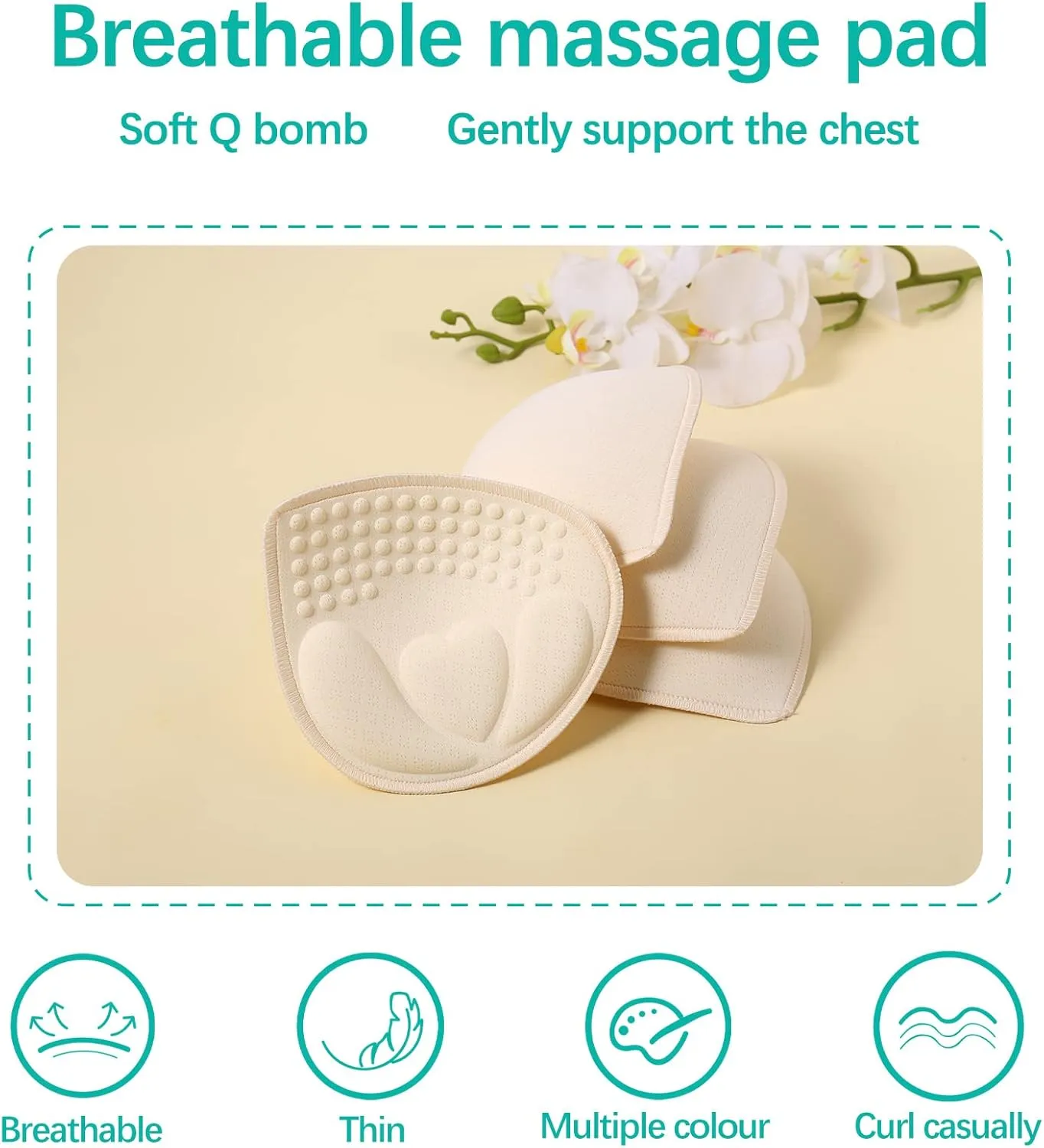 Bra Pads Inserts 3 Pairs, Bra Pads Sewn Padded for Sports Bra A/B/C/D Cup Beige or Black, Green or Grey or Pink Optional
