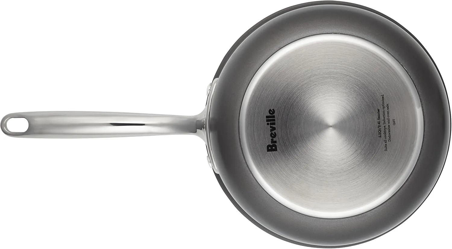 Breville Thermal Pro Hard Anodized Nonstick Sauce Pan/Saucepan/Saucier with Lid, 2.5 Quart, Gray