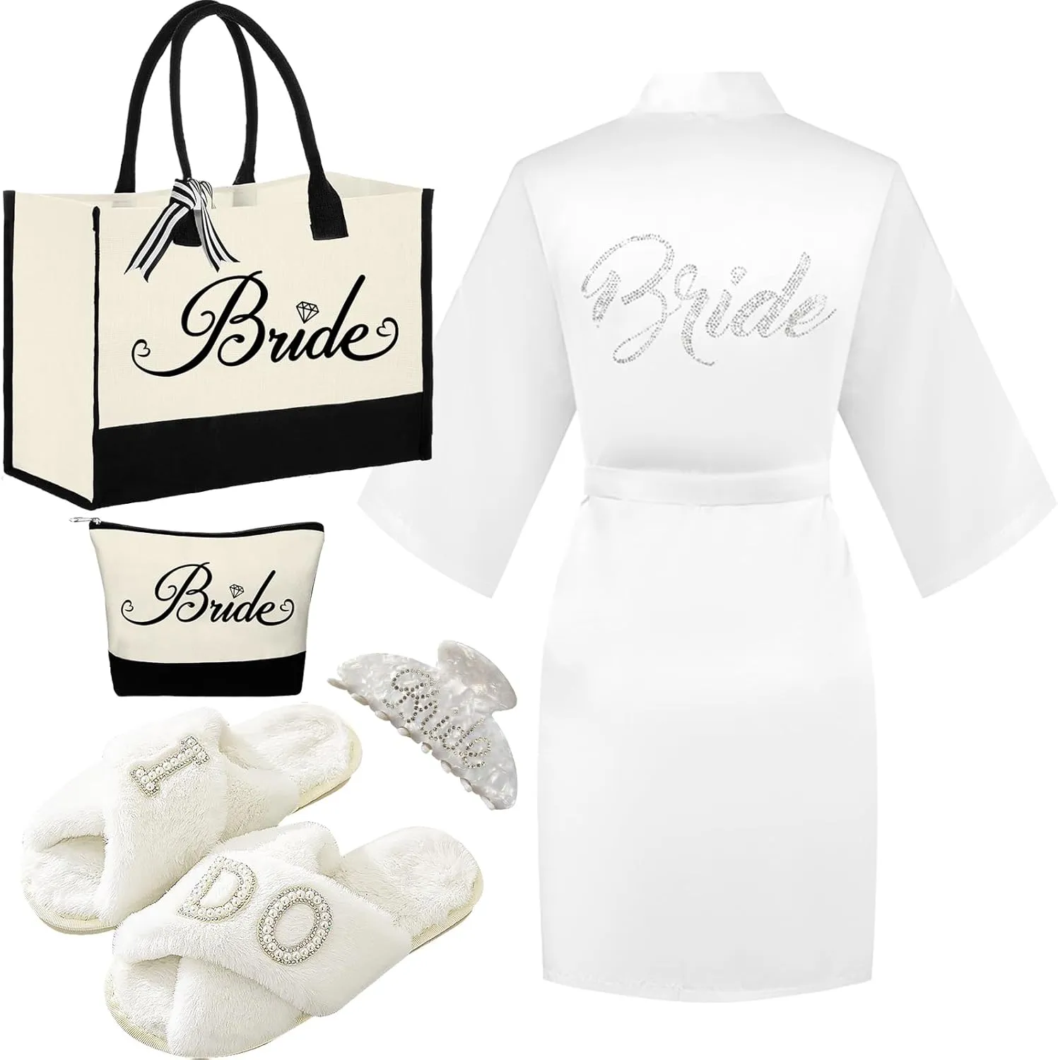 Bride to Be Gifts - Bridal Shower & Wedding Gifts - Bride Tote Bag, Slippers & Robe for Wedding Day