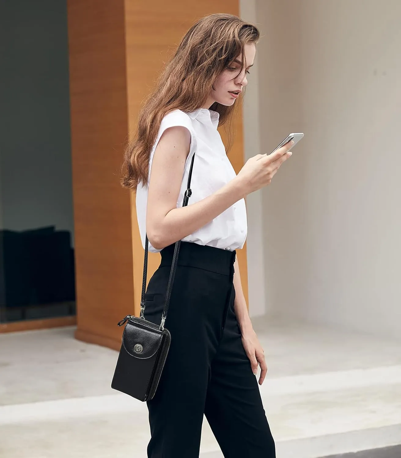 BROMEN Small Cell Phone Purse Crossbody Bags for Women Vegan Leather Wallet Purse with Credit Card Holder