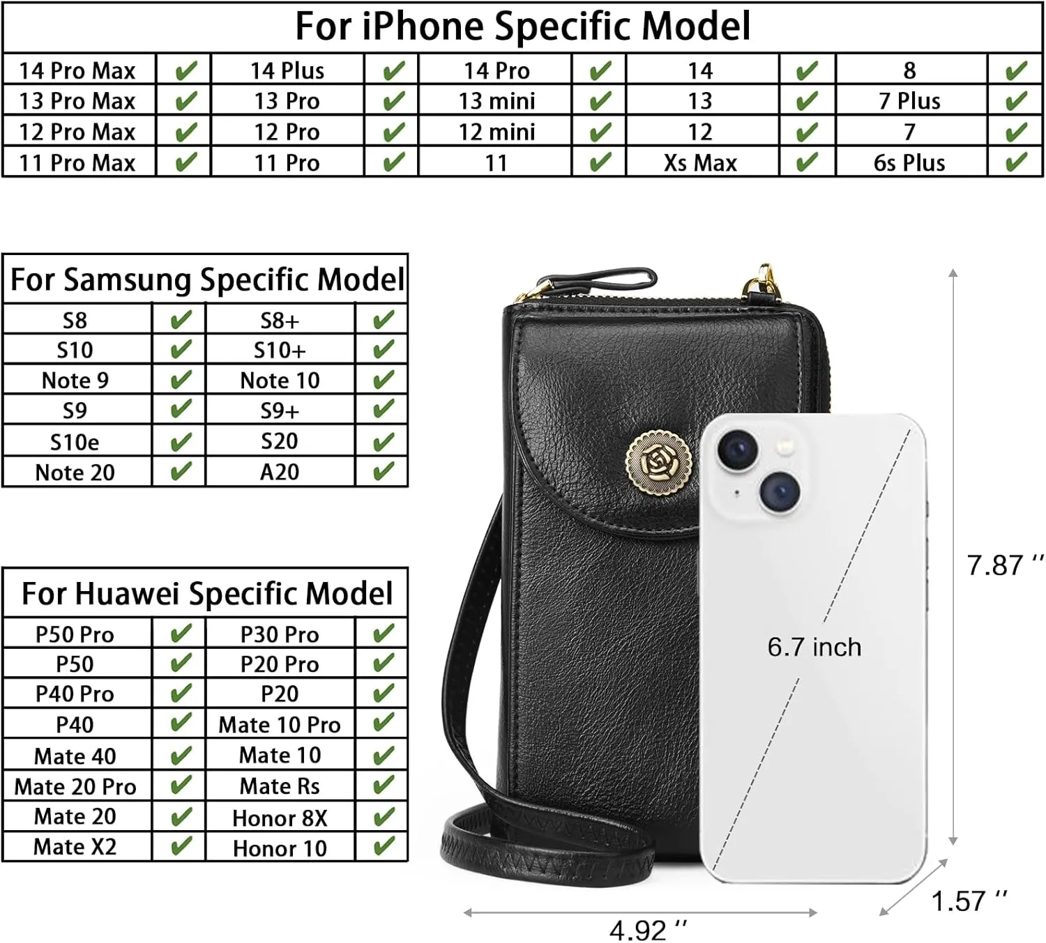 BROMEN Small Cell Phone Purse Crossbody Bags for Women Vegan Leather Wallet Purse with Credit Card Holder