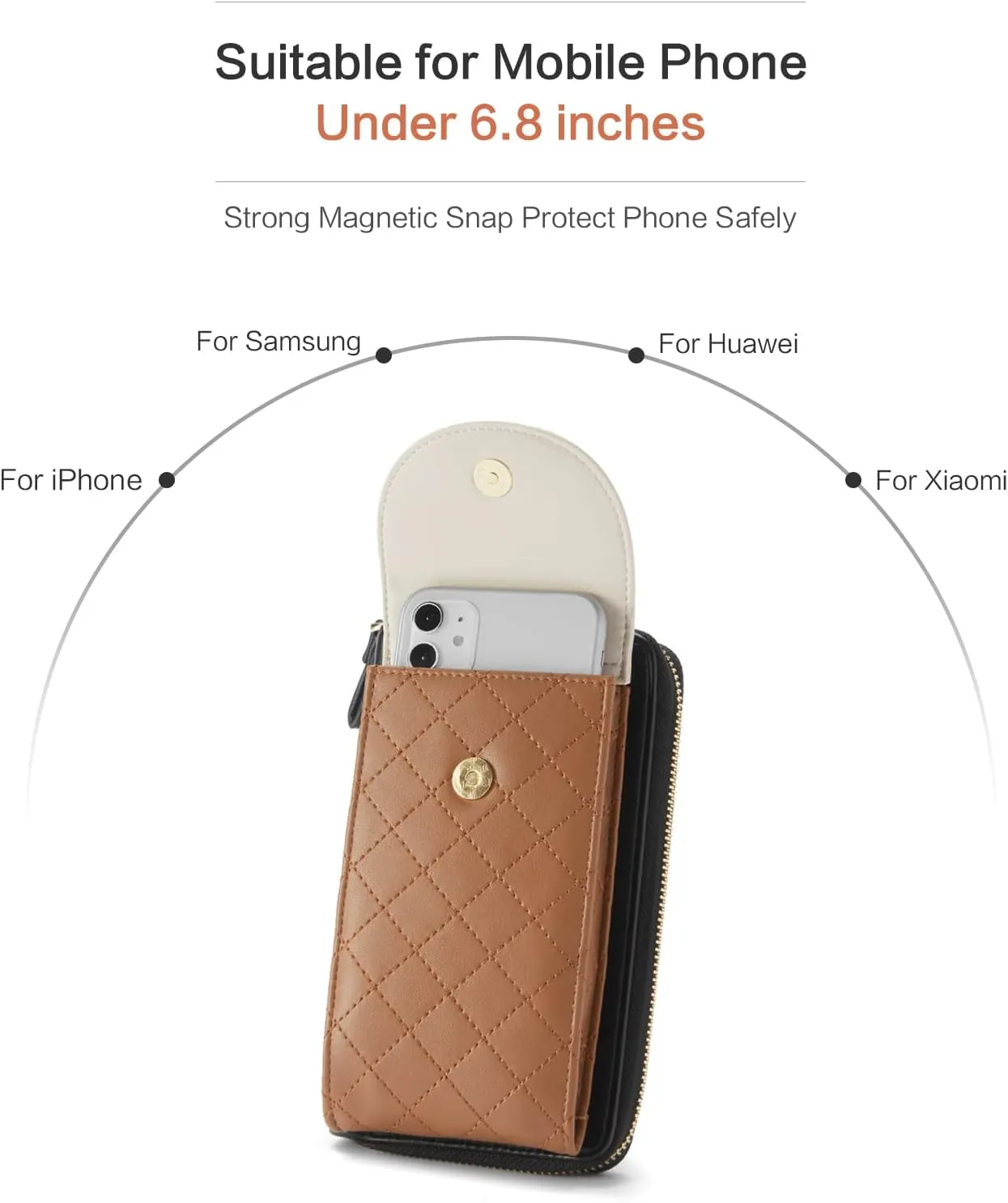 BROMEN Small Cell Phone Purse Crossbody Bags for Women Vegan Leather Wallet Purse with Credit Card Holder