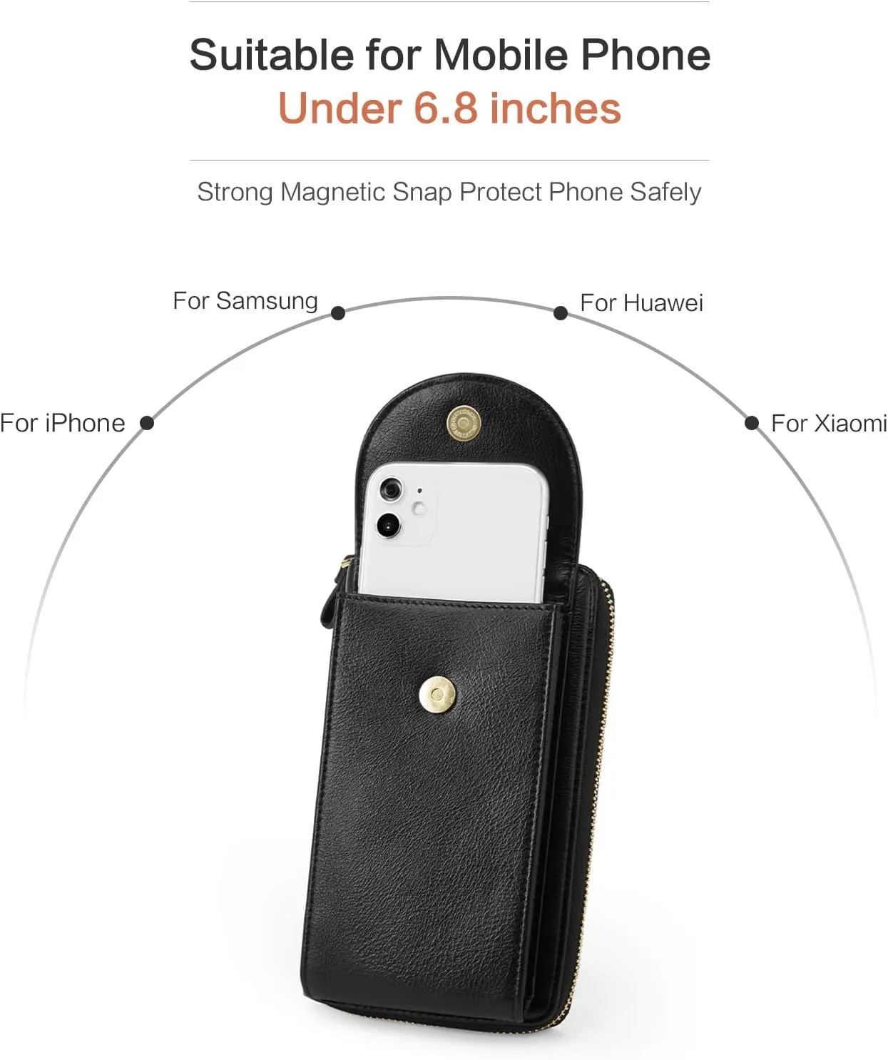 BROMEN Small Cell Phone Purse Crossbody Bags for Women Vegan Leather Wallet Purse with Credit Card Holder