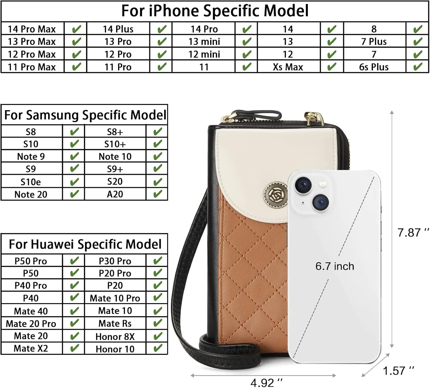 BROMEN Small Cell Phone Purse Crossbody Bags for Women Vegan Leather Wallet Purse with Credit Card Holder