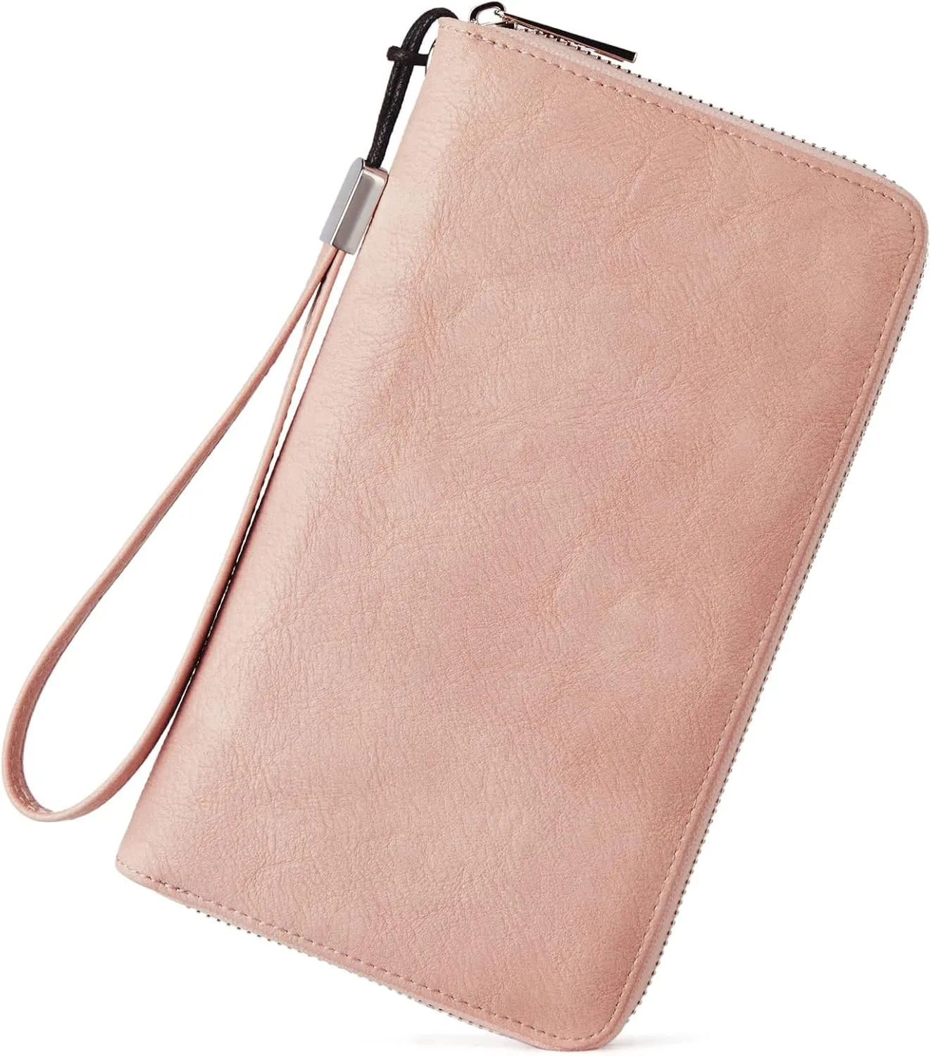 BROMEN Womens Wallet RFID Blocking Large Capacity Wristlet Phone Holder Zip Around Leather Clutch Purse Pink