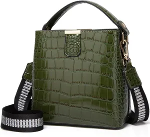 Bucket Bag and Purse For Women Shiny Patent Leather Hobo Bag and Zipper Shoulder Handbag Top Handle Satchel