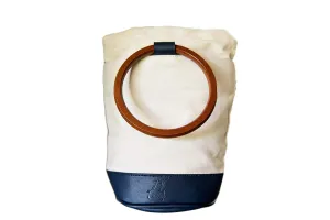Bucket Bag - Canvas Shoulder Tote with Wooden Handles by Left Coast Original
