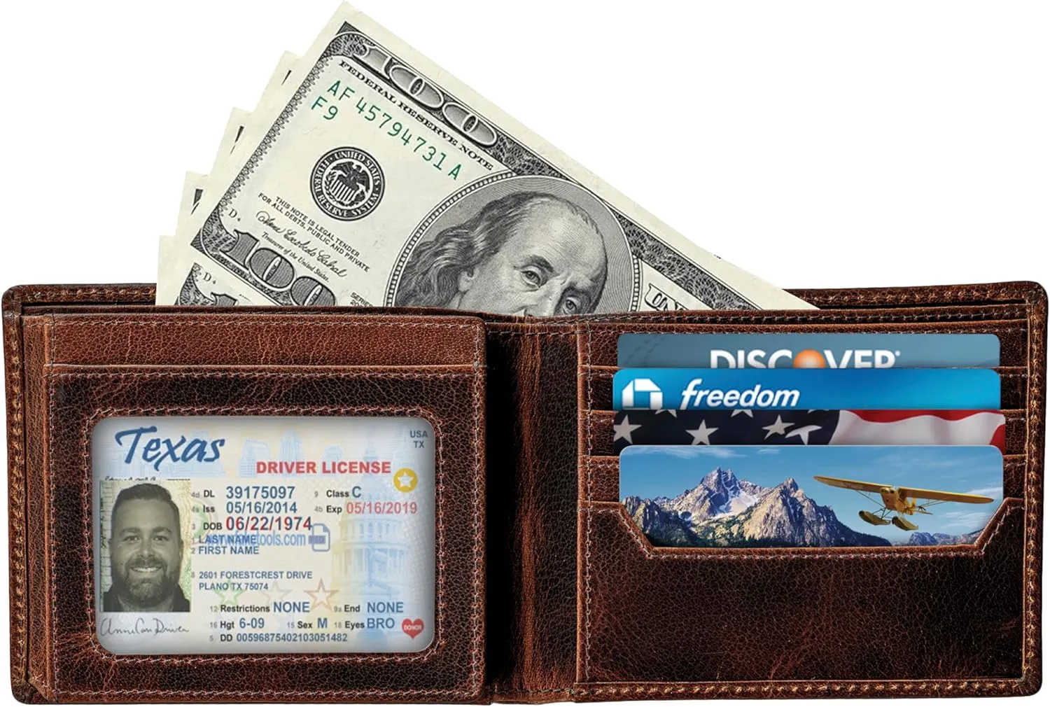 BULL GUARD RFID Blocking Bifold Wallets for Men with 2 ID Windows and 10 Credit Cards Slots Premium Security Full Grain Leather High Capacity Credit Card Wallet