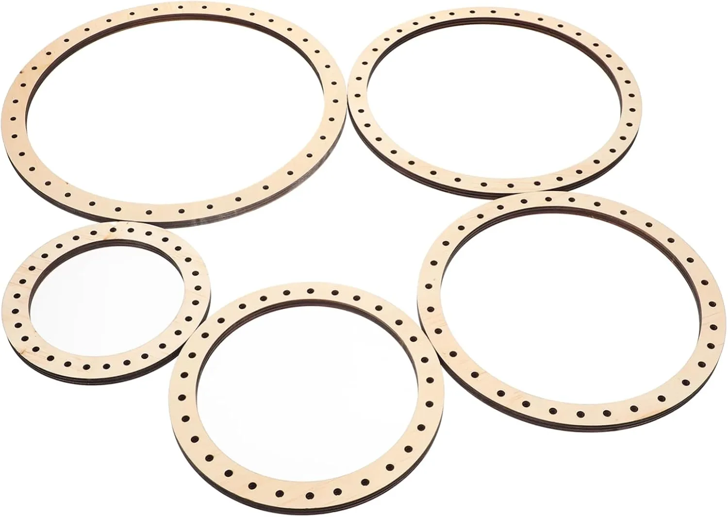 Cabilock 5pcs Wooden Tapestry Weaving Base Round Crochet Board DIY Knitting Crochet Bottom for Wall Tapestry Handbag Purse Shaper