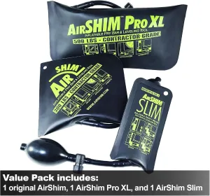 Calculated Industries 1134 AirShim Inflatable Pry Bars and Leveling Tools 3-pc Value Pack – Original AirShim, AirShim Pro XL, and AirShim Slim | Contractor-Grade Alignment Pump Wedges | Set of 3