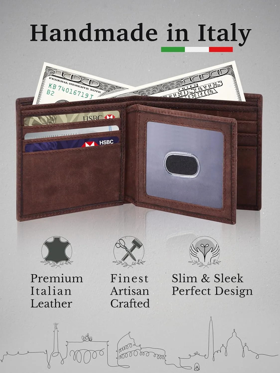 CALGARI® Italian Luxury Leather Wallets For Men | Bifold
