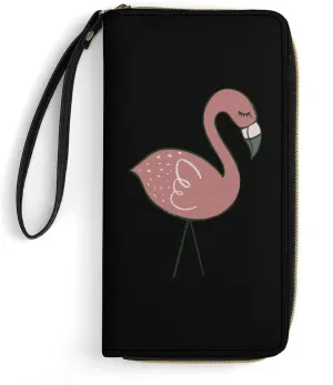 Campsite Flamingos Leather Clutch Purses Phone Hand Wallets with Card Slots for Women with ID Card Slot and Rope