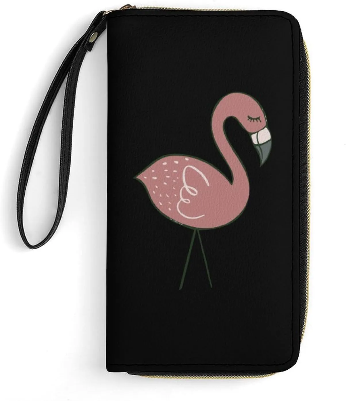 Campsite Flamingos Leather Clutch Purses Phone Hand Wallets with Card Slots for Women with ID Card Slot and Rope