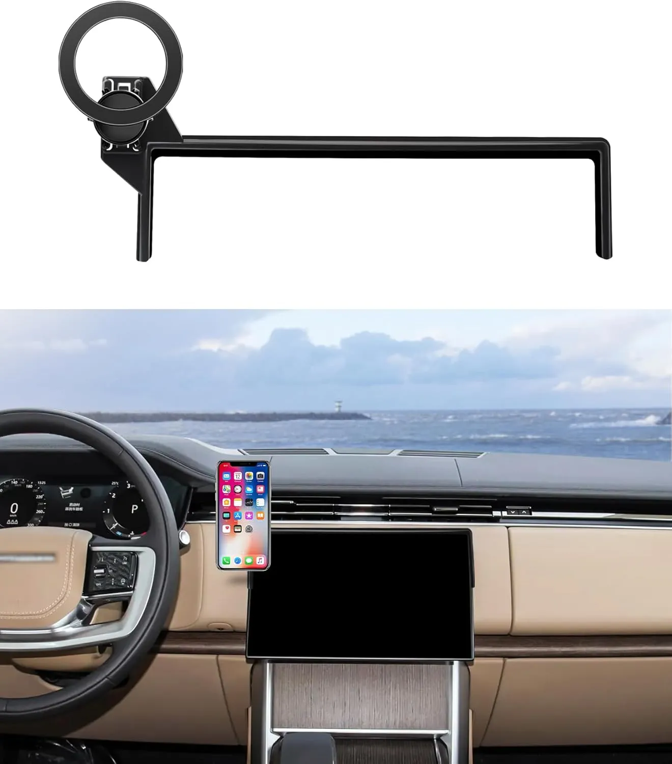 Car Phone Holder for 2023 2024 2025 Land Rover Range Rover/Range Rover Sport Accessories 13.1-Inch Screen Fixed Clip, 360° Rotation Phone Mount Compatible with MagSafe, Cell Phone Holder