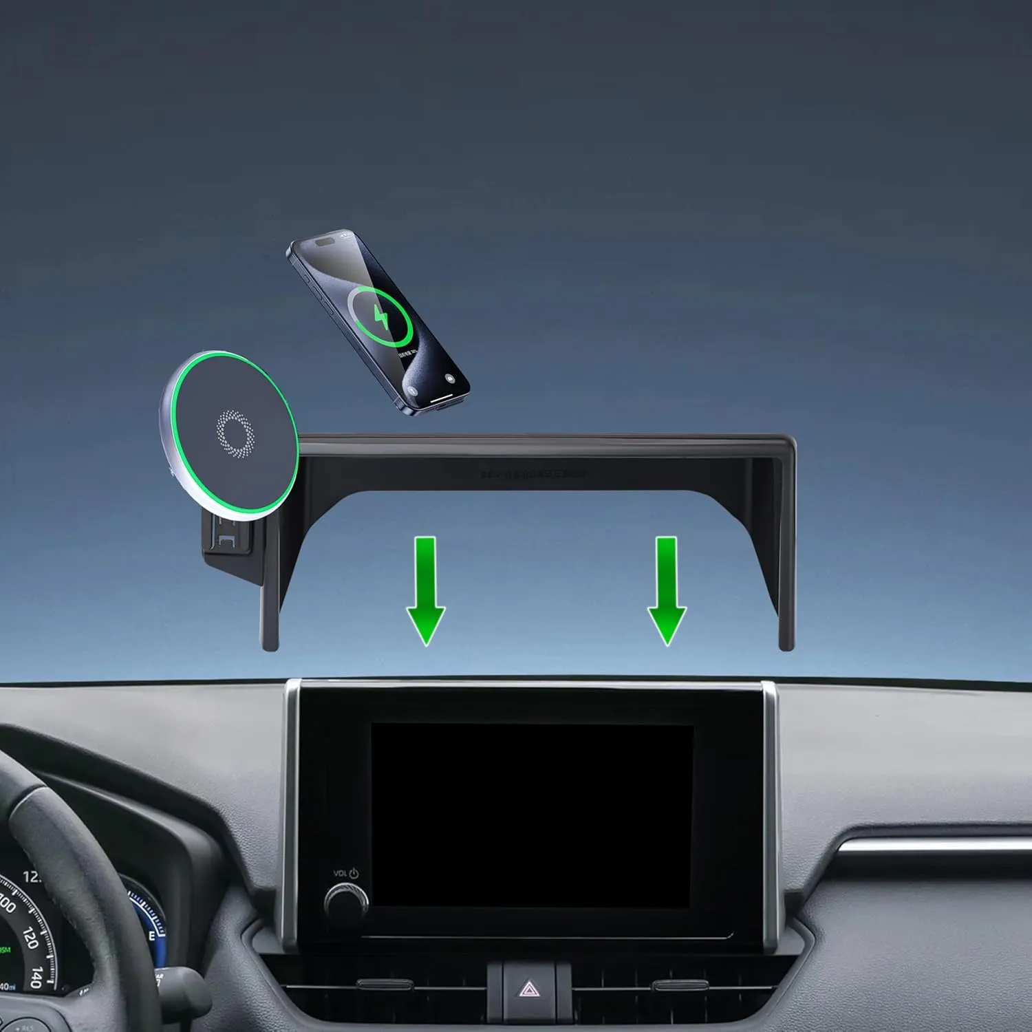 Car Phone Holder for Toyota RAV4 2019-2025 Accessories Apply to 7/8 Inch Touch Screen15W Fast Wireless Charger Screen Fixed Clip Cell Phone Mount Hands-Free 360 Degree Rotation