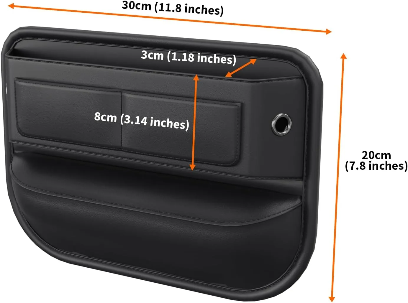 Car Seat Gap Filler Leather Car Box Seat Organizer and Storage Automotive Accessories with Pockets- Front Seats Car Adjustable Gap Filler for Phones, Glasses, Keys, Cards-2 Pack