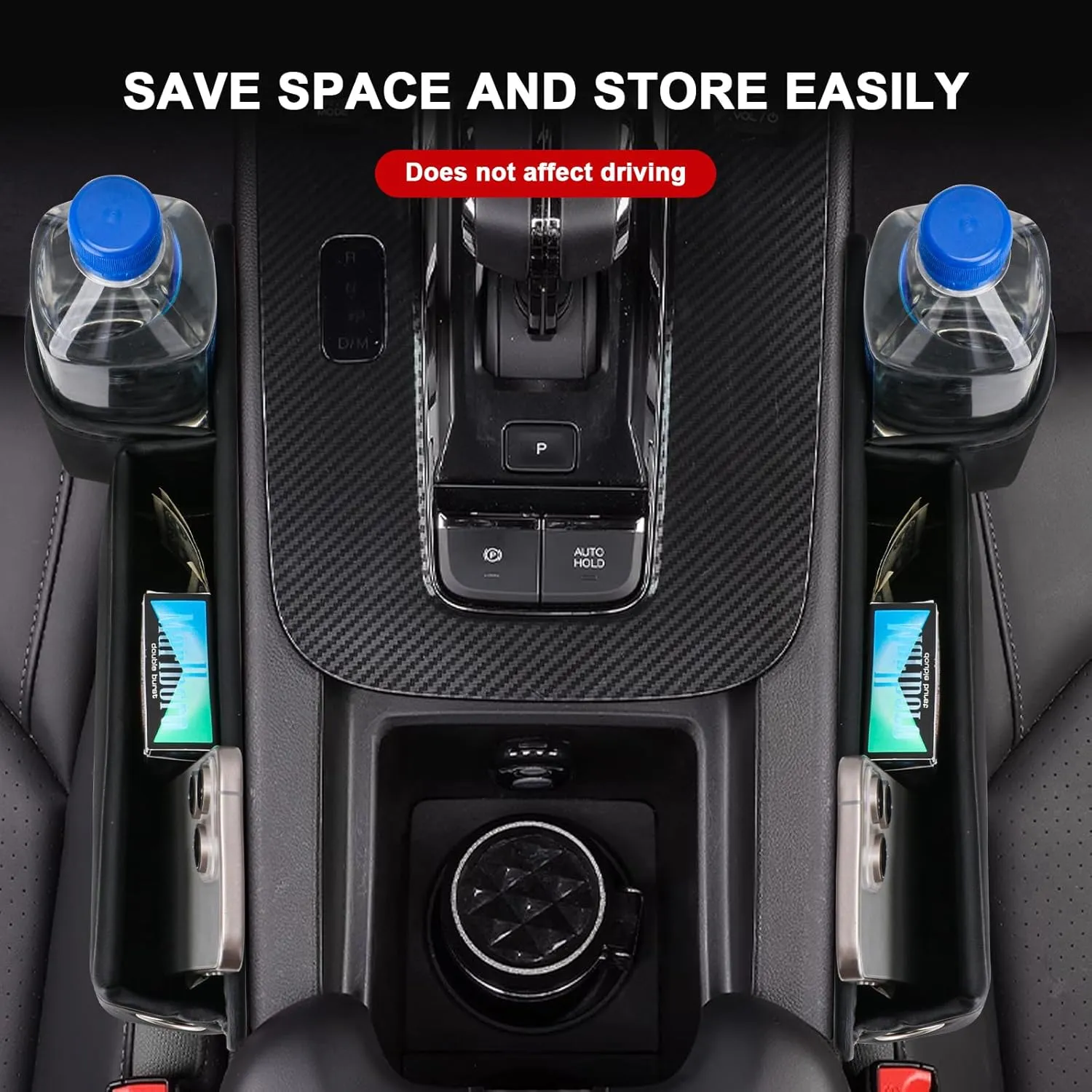 Car seat gap filler organizer,2024 Universal New Seat Gap Storage Box, Car Leather Cup Holder Gap Bag for Glasses Phones Keys and Cards (brown, Driver Side)