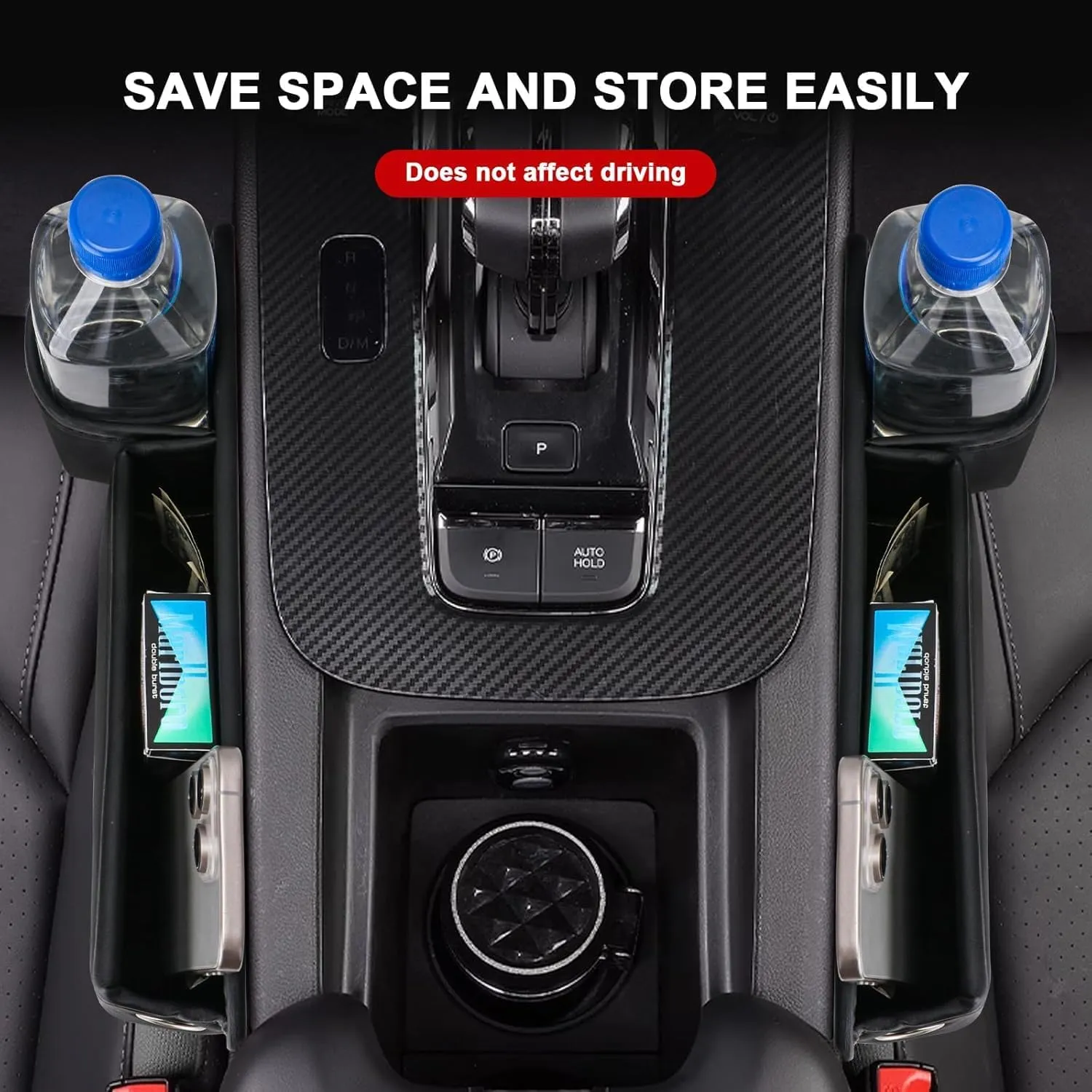 Car seat gap filler organizer,2024 Universal New Seat Gap Storage Box, Car Leather Cup Holder Gap Bag for Glasses Phones Keys and Cards (red, Driver Passenger)