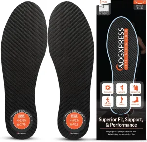 Carbon Fiber Insole (1 Pair), (6.5) Carbon Fiber Shoe Insert- Rigid Support Turf Toe, Shoe Insert for Sports, Hiking, Trekking, Basketball, Running - Alternative to Post Op Shoe