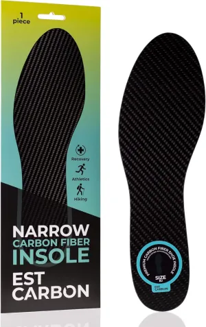 Carbon Fiber Insole - 1 pc, Women 8.5-9 - Womens Carbon Fiber Shoe Insert - Stiff Foot Plate - Turf Toe Orthotic - Rigid Sole for Hallux Rigidus, Mortons Extension - Thin Sneaker Support for Sport