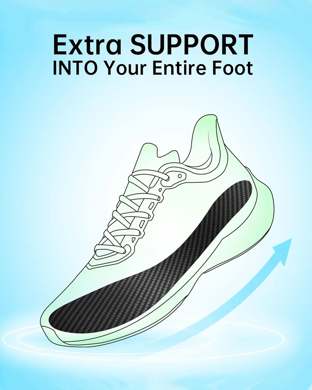 Carbon Fiber Insole 270mm Men's Size 9 / Women's 10, Carbon Fiber Shoe Inserts for Man Woman, Basketball Football Hiking Sports Insole, Orthotic Shoe Stiffener Insert for Hallux Rigidus Mortons Toe