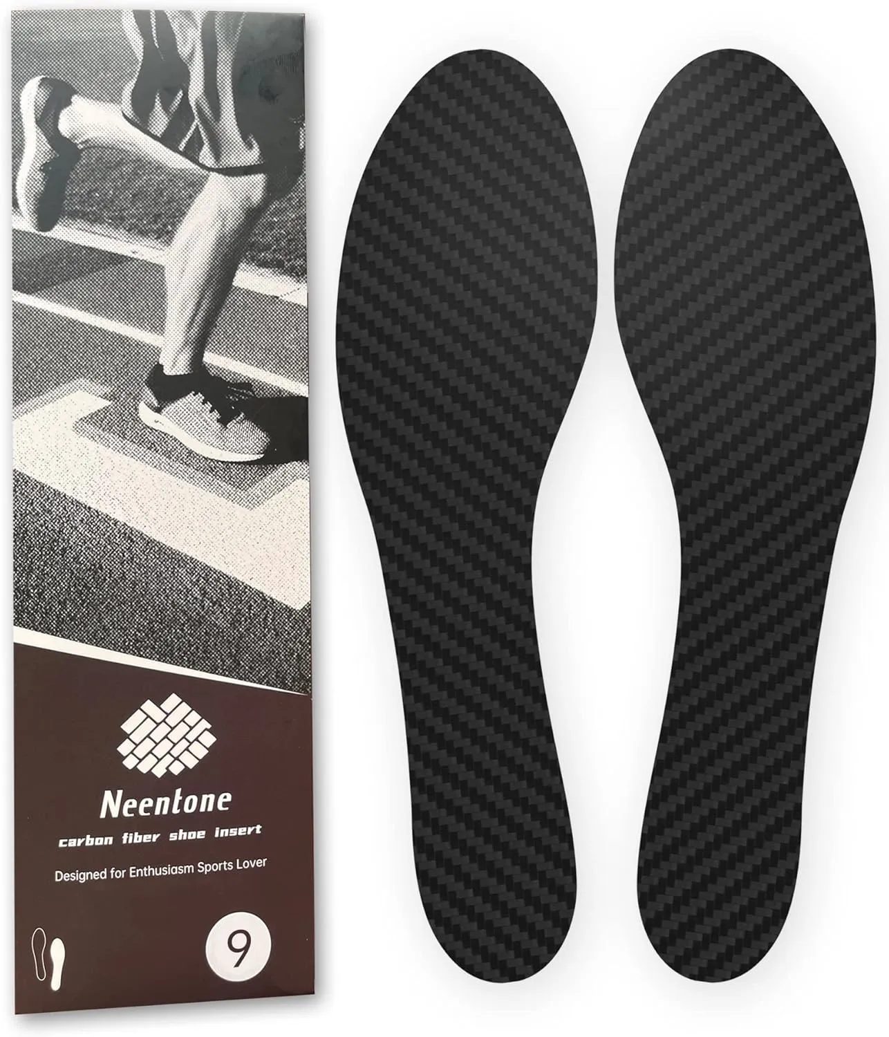 Carbon Fiber Insole 270mm Men's Size 9 / Women's 10, Carbon Fiber Shoe Inserts for Man Woman, Basketball Football Hiking Sports Insole, Orthotic Shoe Stiffener Insert for Hallux Rigidus Mortons Toe