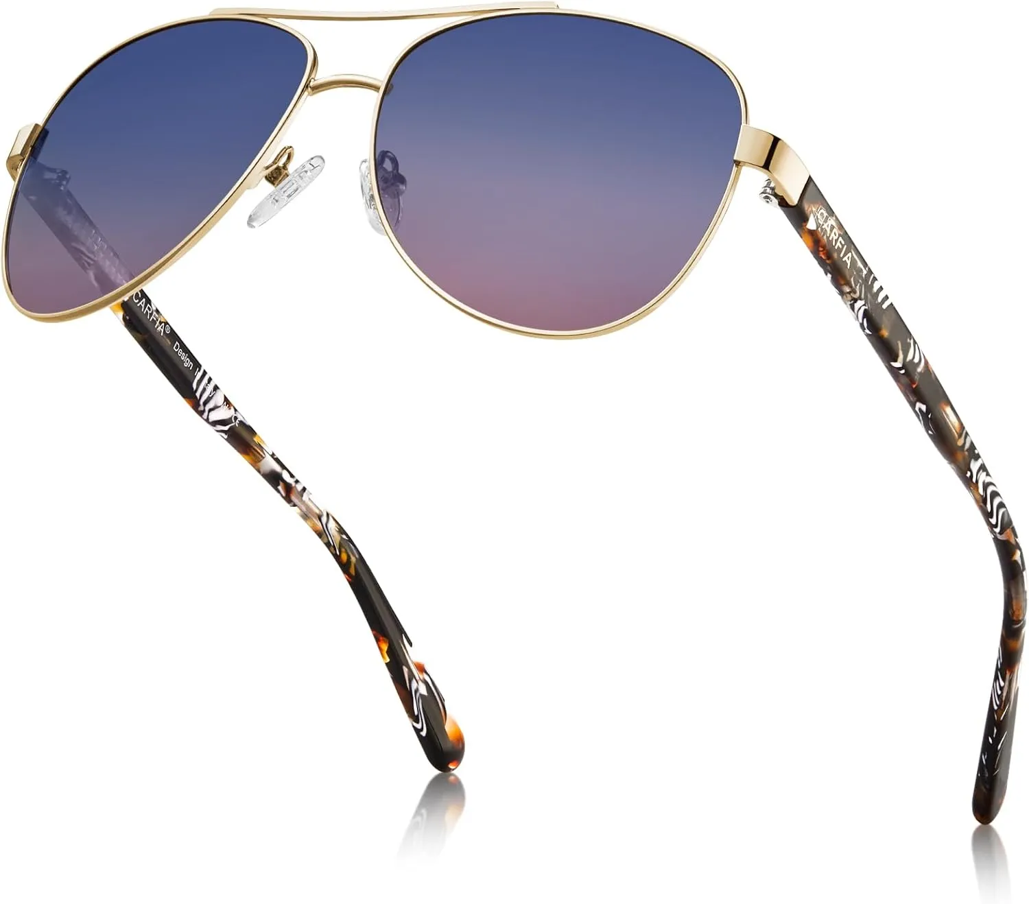 CARFIA Retro Trendy Pilot Sunglasses for Women Polarized UV Protection, Lightweight Outdoor Driving Lady Sunnies Metal Frame