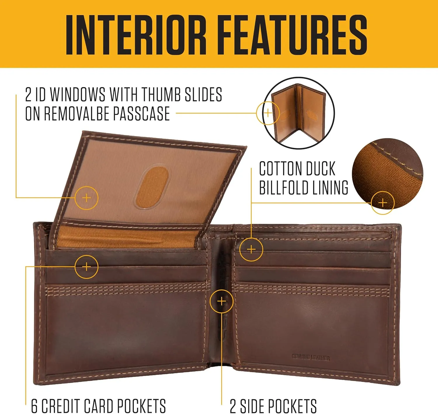 Carhartt Men's Rugged Leather Triple Stitch Wallets, Available in Multiple Styles