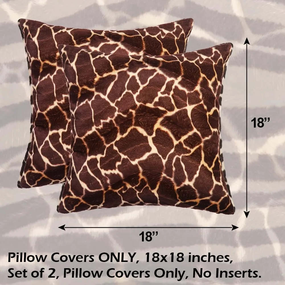 CARRIE HOME Giraffe Decor Animal Print Giraffe Pillow Covers Soft Velvet Throw Pillows 18x18 Set of 2 Modern Farmhouse Home Decor for Bedroom Couch Sofa (No Pillow Insert)