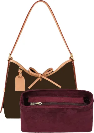 Carryall PM Insert Organizer, Velvet Bag Organizer Insert Compatible with lv Carryall and More, Sturdy Gold Zipper, Pecfect for Handbag Shaped & Neat(Small,Red)