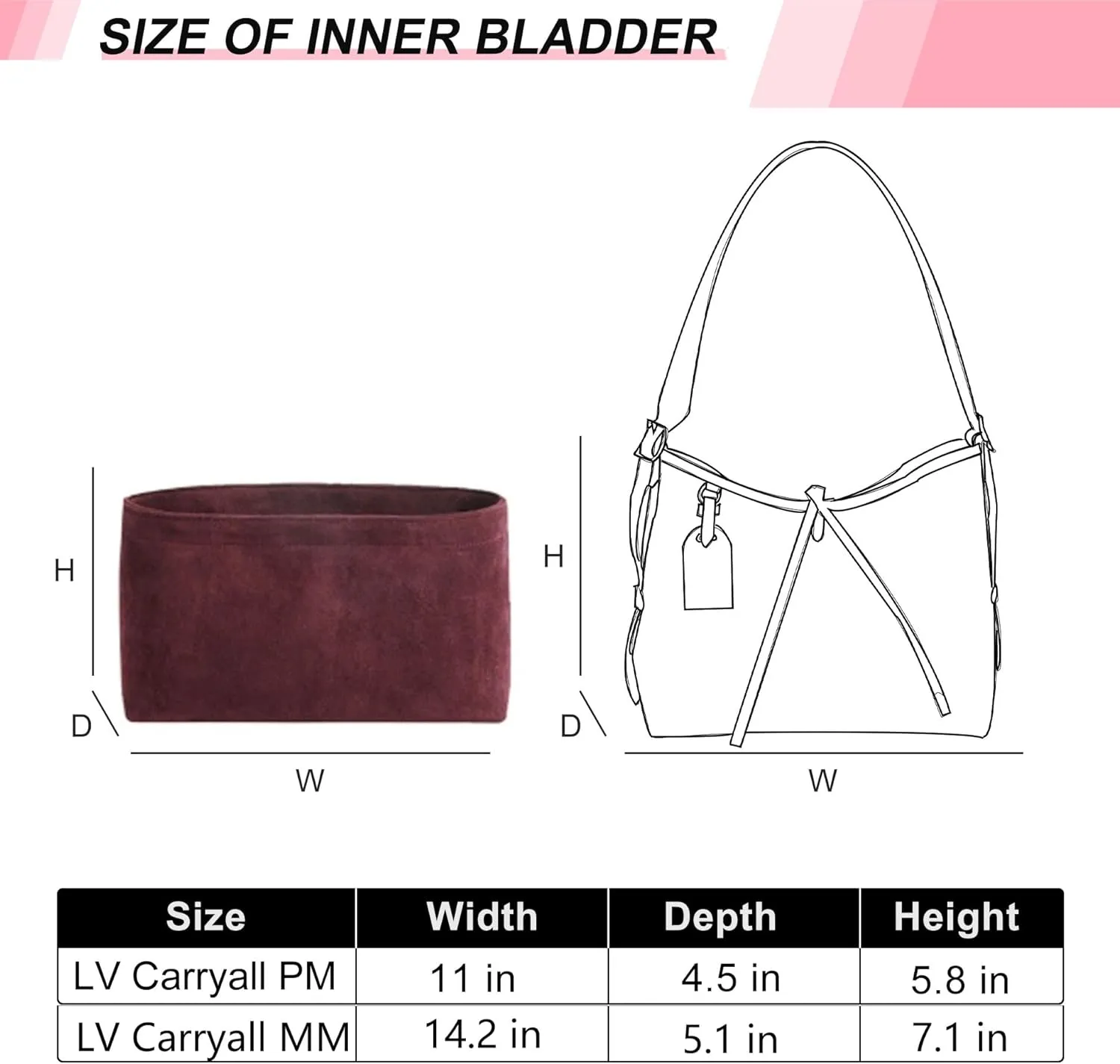 Carryall PM Insert Organizer, Velvet Bag Organizer Insert Compatible with lv Carryall and More, Sturdy Gold Zipper, Pecfect for Handbag Shaped & Neat(Small,Red)