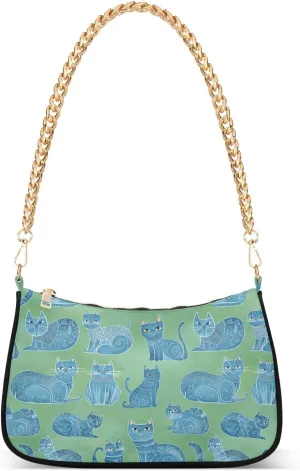Cartoon Russian Bluecats Green trendy chain cross body bag for men womens handbags for for mothers day