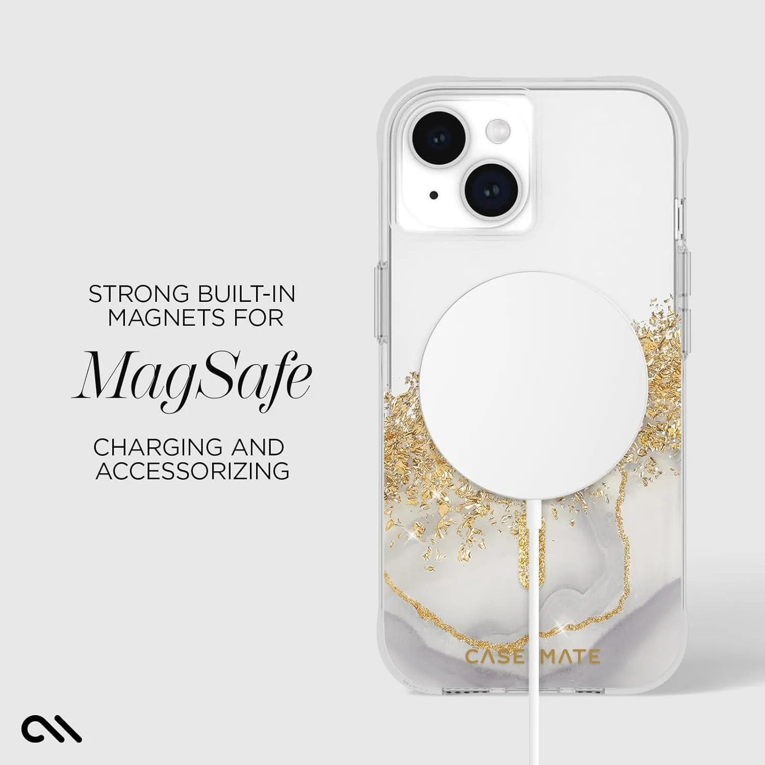 Case-Mate iPhone 15 Case - Karat Marble [12ft Drop Protection] [Compatible with MagSafe] Magnetic Cover with Cute Bling Sparkle for iPhone 15 6.1", Anti-Scratch, Shock Absorbent Material, Slim Fit