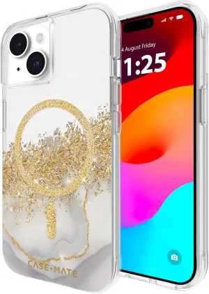 Case-Mate iPhone 15 Case - Karat Marble [12ft Drop Protection] [Compatible with MagSafe] Magnetic Cover with Cute Bling Sparkle for iPhone 15 6.1", Anti-Scratch, Shock Absorbent Material, Slim Fit