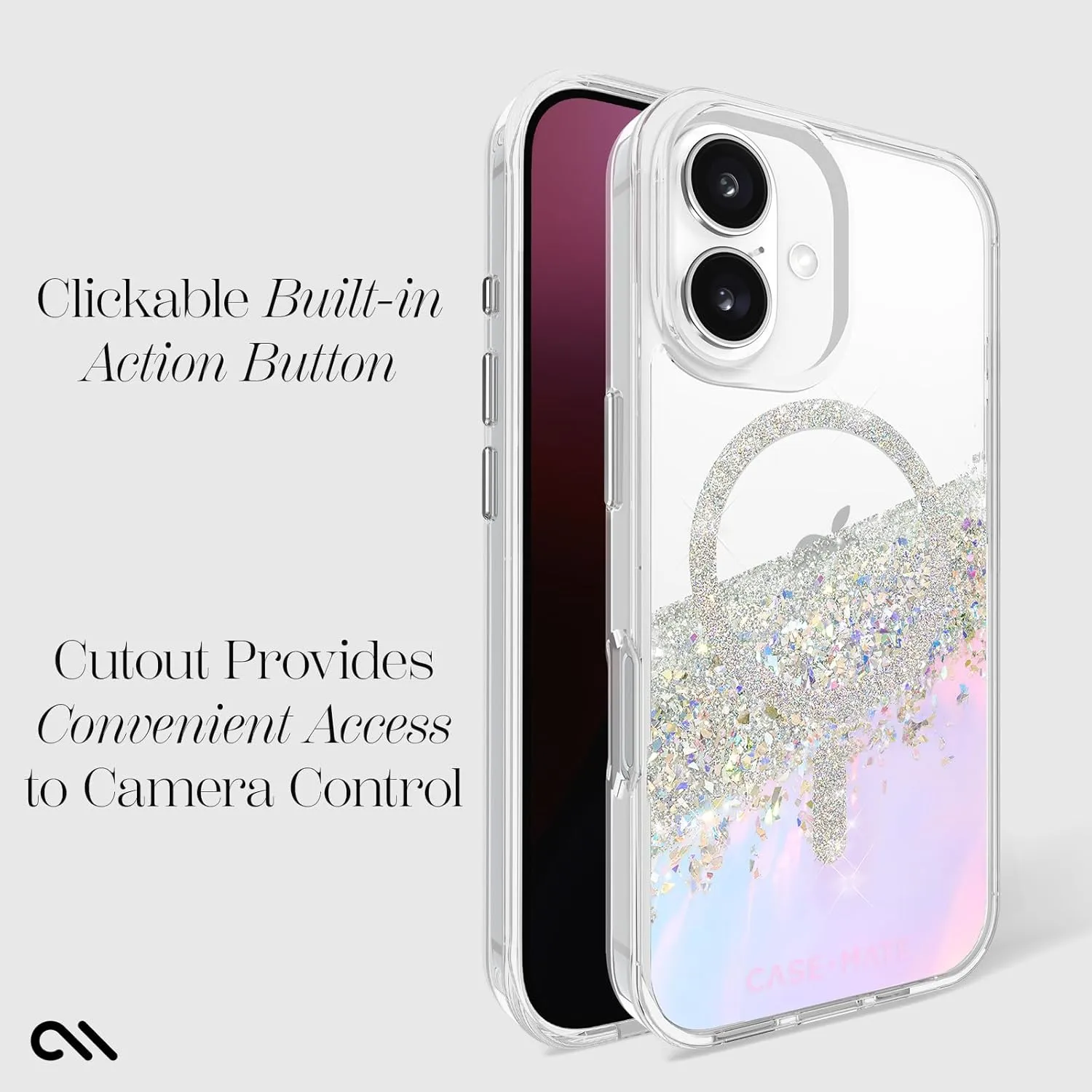 Case-Mate iPhone 16 Case [Compatible with MagSafe] - Sparkly Holographic Phone Case with 12ft Drop Protection - Premium Magnetic Cover for iPhone 16 - Karat Iridescent