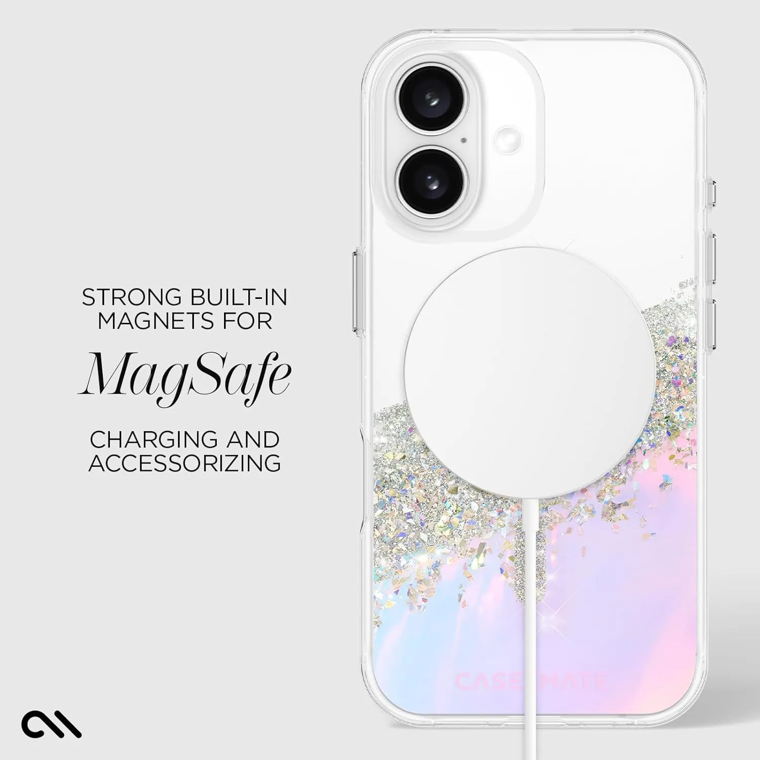 Case-Mate iPhone 16 Case [Compatible with MagSafe] - Sparkly Holographic Phone Case with 12ft Drop Protection - Premium Magnetic Cover for iPhone 16 - Karat Iridescent