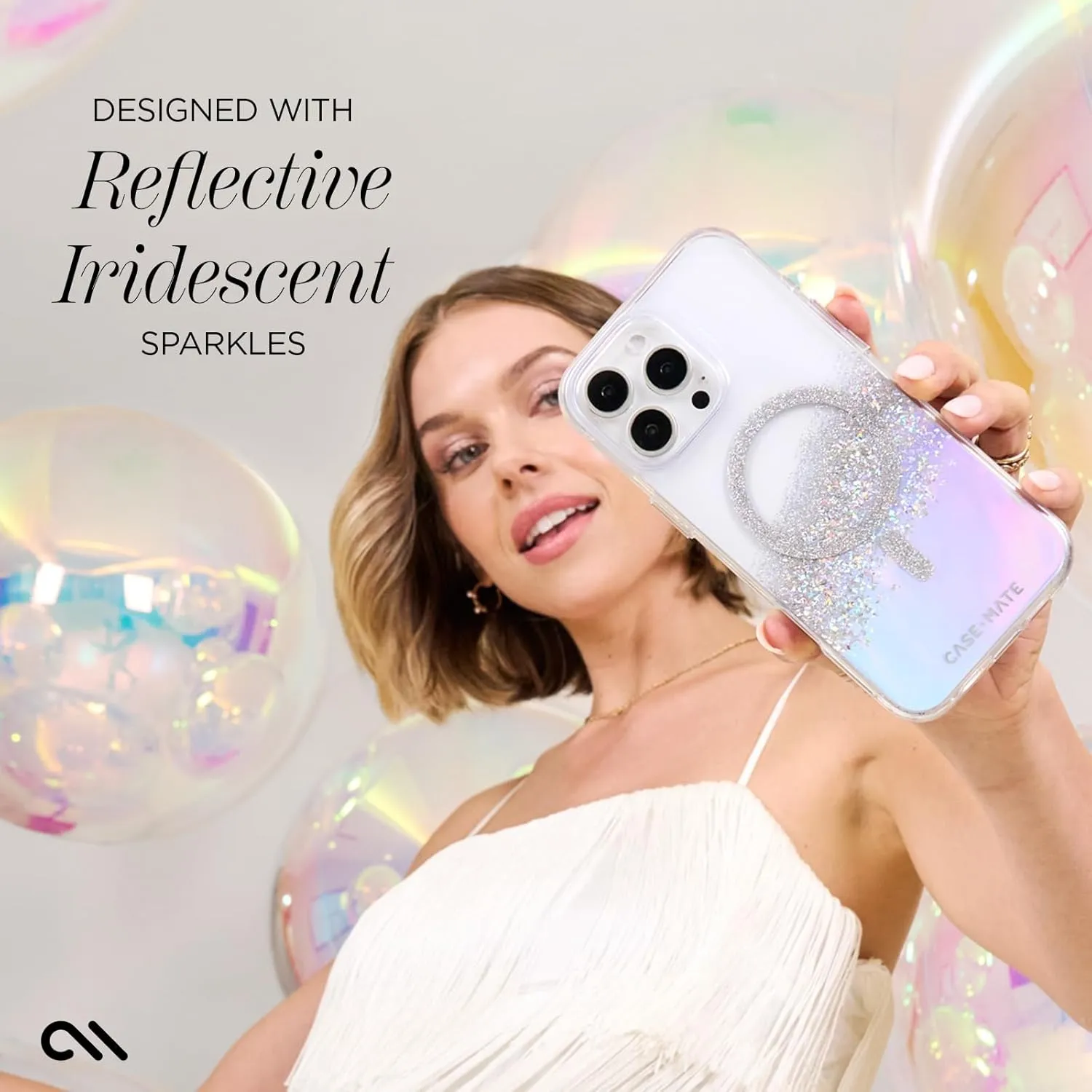 Case-Mate iPhone 16 Pro Case [Compatible with MagSafe] - Sparkly Holographic Phone Case with 12ft Drop Protection - Premium Magnetic Cover for iPhone 16 Pro - Karat Iridescent