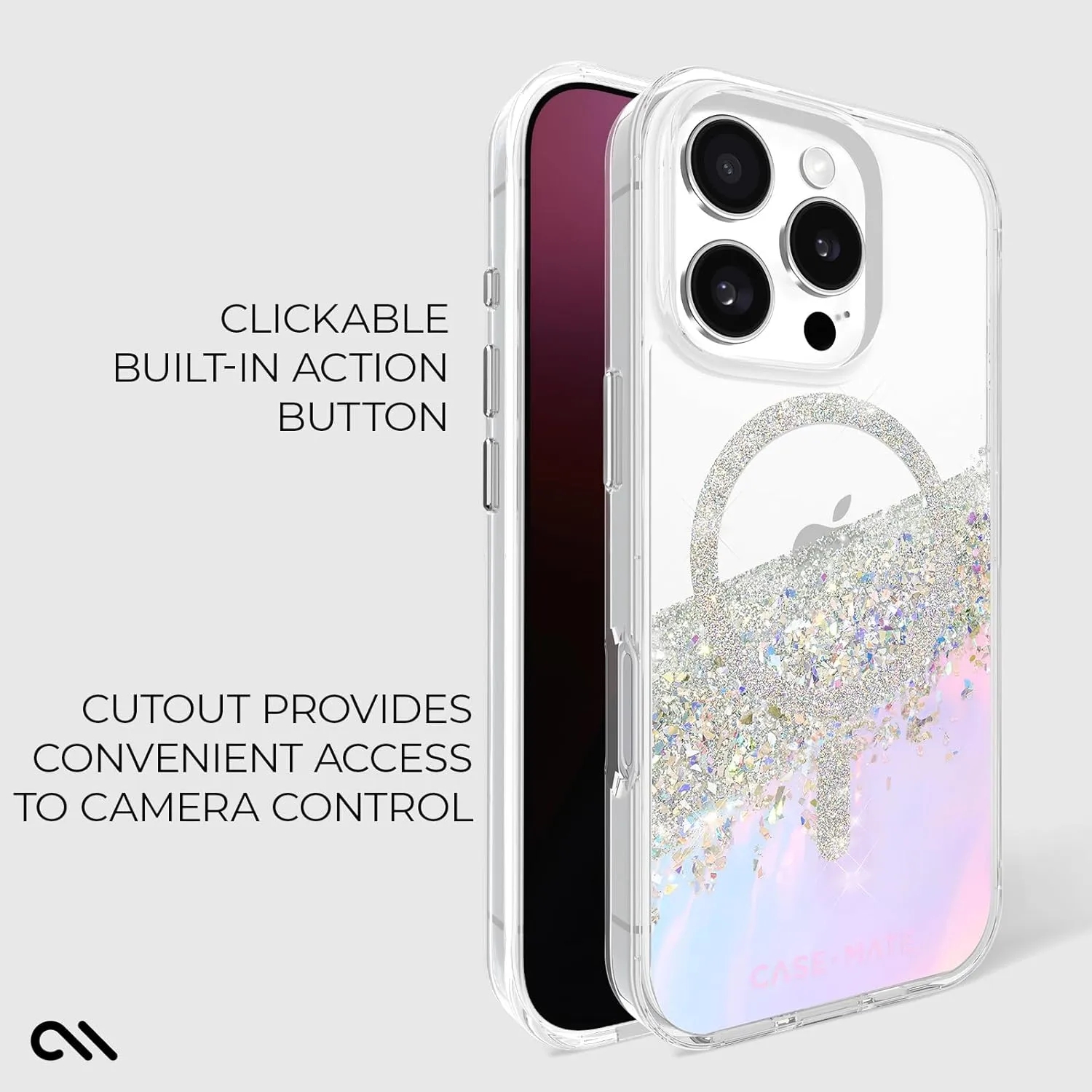 Case-Mate iPhone 16 Pro Case [Compatible with MagSafe] - Sparkly Holographic Phone Case with 12ft Drop Protection - Premium Magnetic Cover for iPhone 16 Pro - Karat Iridescent