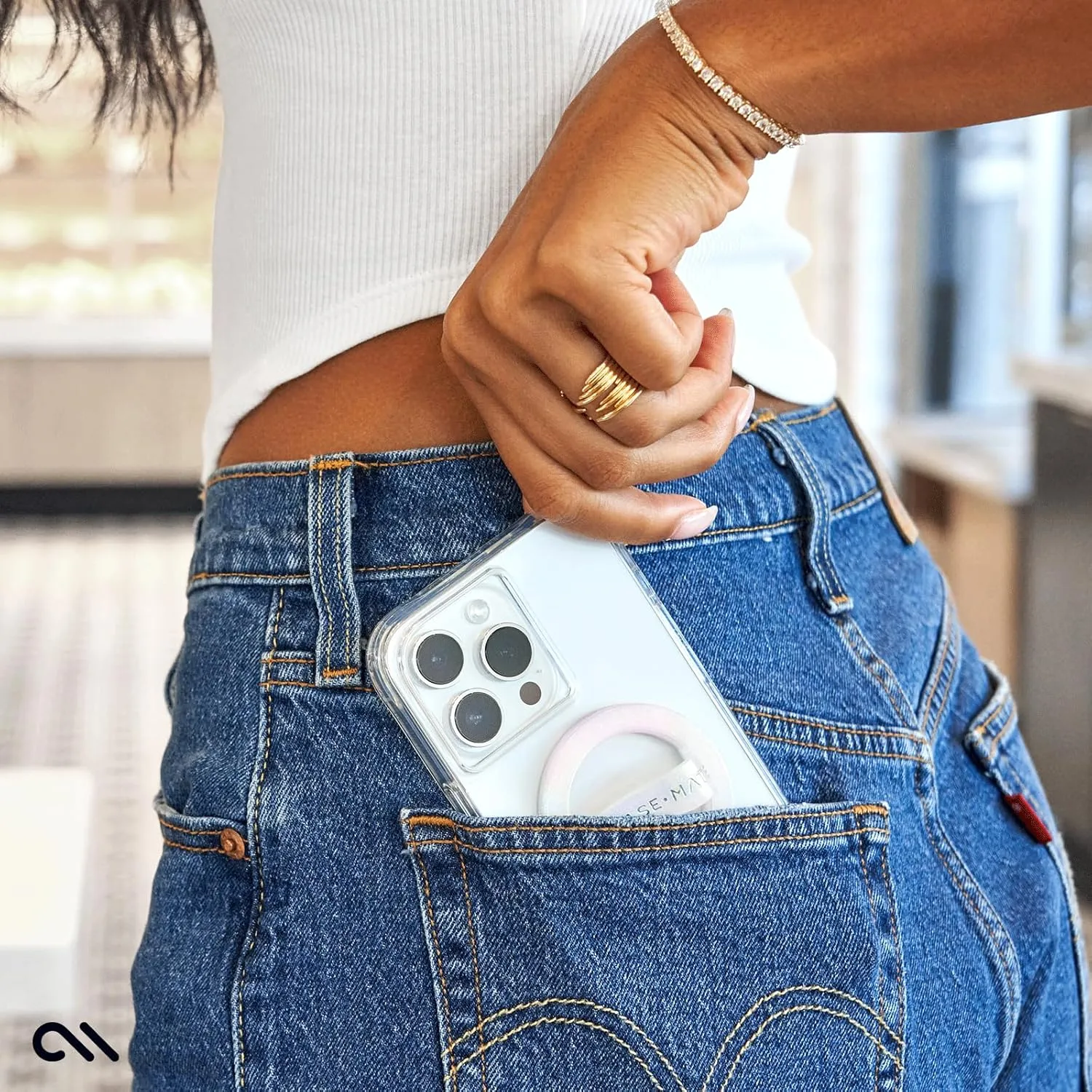 Case-Mate Magnetic Phone Grip MagSafe Loop Grip - Detachable Holder for Hand - Thin Collapsible Soft MagSafe Grips for Back of Phone for iPhone 16 Pro Max /15 Pro Max/14/13/12/S25 Ultra - Soap Bubble
